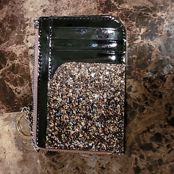 KATE SPADE ♠️  SPARKLE GLITTER CARD HOLDER WALLET KEYCHAIN - Picture 4 of 6